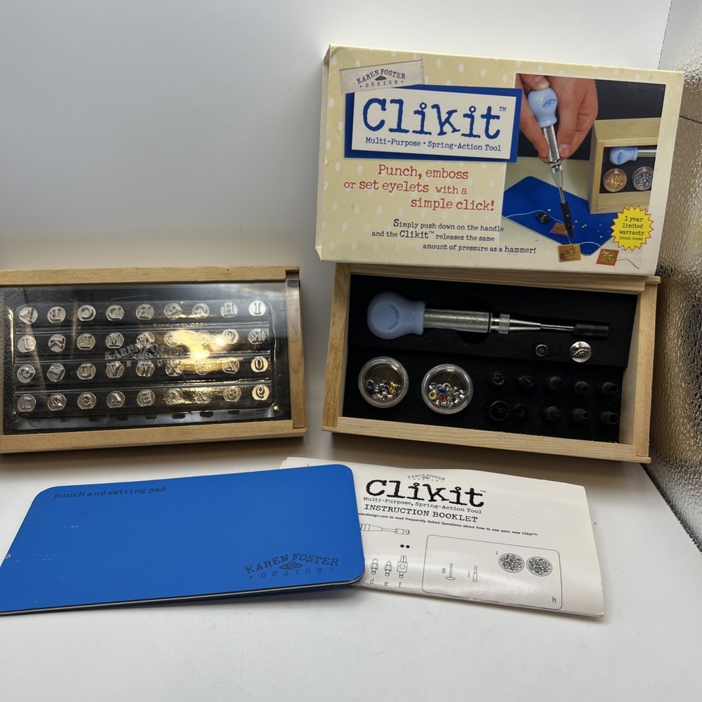 Karen Foster Clikit Tool Set & 36pc Classic Alphabet Embossing Tips Bundle